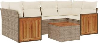 vidaXL Set Sof&aacute;s De Jard&iacute;n 7 Piezas Y Cojines Rat&aacute;n Sint&eacute;tico Beige Vidaxl