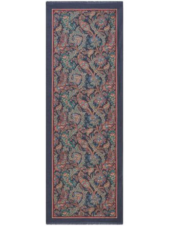 Etro Sjaal met bloemenprint en franje - Blauw