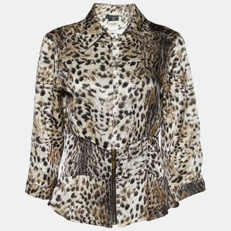 Just Cavalli Beige Animal Printed Fil Coupe Shirt