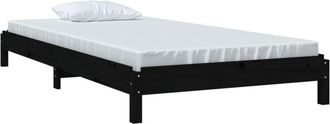 vidaXL Vidaxl - Stack Bed without Mattress Black 75x190 cm Small Single Solid Wood Pine