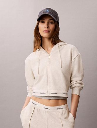 Calvin Klein Cropped Logo Elastic Zip Hoodie
