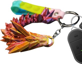 Generic Crystal Dragon Keychain, Printed Dragon Flexible Key Chain | Dragon Keychain | Rainbow Pearlescent Color Interlocking Body Segment and Leg Figurine Ke