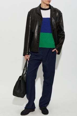 Marni Tailored Wool Trousers, Mens, Navy Blue