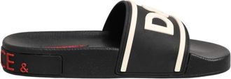 Dolce & Gabbana Rubber Strand Slides - Dames - Sandalen - Zwart - 35 EU - Schoenen