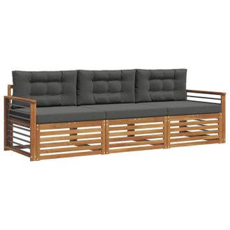 vidaXL Conjunto De Sof&aacute;s De Exterior 3 Pcs Natural Y Antracita Vidaxl