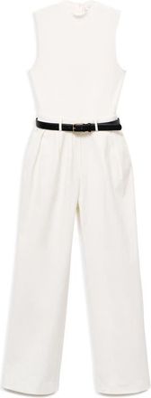 Mango Sleeveless Belted Wide Leg Jumpsuit in Off White at Nordstrom, Size Medium