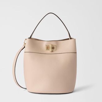 Furla Amelia Borsa A Secchiello S Cotone G Beige Pelle Di Vitello Granata Donna