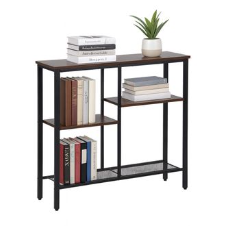 Relaxdays Relaxdays Console, Industriale, Hxlxp: 75 X 80 X 22 Cm, Metallo, Mdf, Per Ingresso, 4 Ripiani