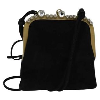 Miu Miu Pre-owned Clutches, female, Black, Size: ONE SIZE Pre-owned Suede Shoulder Bag