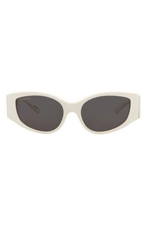 Balenciaga 58mm Novelty Cat Eye Sunglasses in White White Grey at Nordstrom Rack
