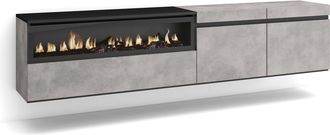 Skraut Home Skraut Home - Mueble Tv, Televisi&oacute;n, Muebles De Sal&oacute;n, Almacenaje, 200x45x35cm, Para Tv Hasta 80, Chimenea El&eacute;ctrica, Colgado, Suspendido, Estilo Mode