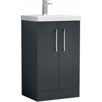 Nuie Nuie - Deco Floor Standing 2-Door Vanity Unit with Basin-1 500mm Wide - Satin Anthracite