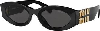 Miu Miu Eyewear SMU11WC054E1AB Oval Sunglasses - Black