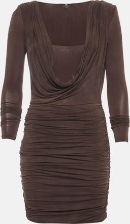 Elisabetta Franchi Brown Jersey Ruche Mini Dress