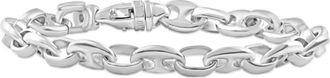 Pompeii3 Mens Steel Single Tone Double Hole Oval Clasp 7mm Link 8.5 Bracelet