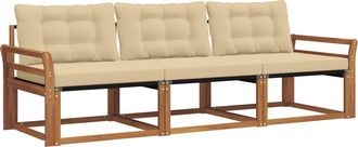 vidaXL Conjunto De Sof&aacute;s De Exterior 3 Uds. Natural Y Beige Vidaxl