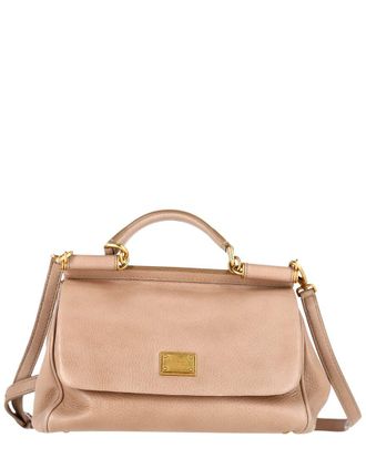 Dolce & Gabbana Dolce &Gabbana Brown Calfskin Leather Large Sicily Handbag (Authentic Pre- Loved)