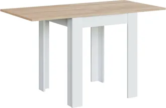Dmora Tavolo Allungabile Aratro, Ripiano Da Pranzo Pieghevole Apertura A Libro, Tavolo Ausiliario Richiudibile, 67x67/135h79 Cm, Bianco E Rovere - Dmora