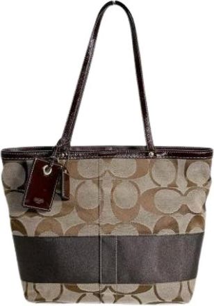 Coach Pre-owned Tote Bags, female, Brown, Size: ONE SIZE Pre-owned Canvas Tote Bag