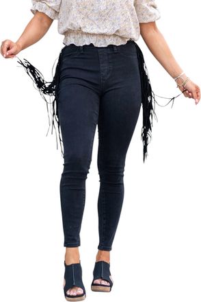 Judy Blue High Rise Pull On Skinny Jegging In Black Fringe