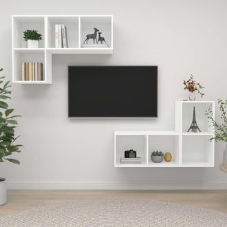 vidaXL Vidaxl - Muebles De Pared Para Tv 4 Uds Madera Contrachapada Blanco
