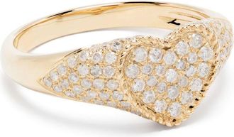 Yvonne Léon 9K Yellow Gold Baby Chevalier Coeur Diamond Signet Ring - Womens - Diamond/9kt Yellow Gold