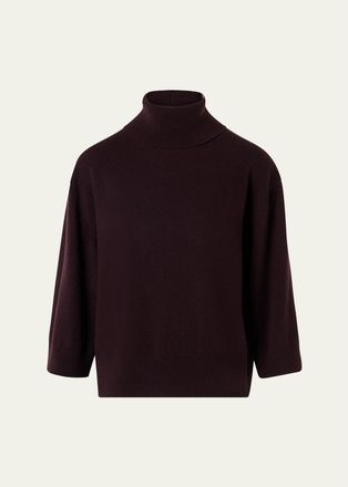 Akris Turtleneck Cashmere 3/4-Sleeve Sweater