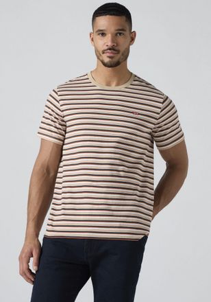 Levi's T-Shirt LEVIS, Herren, Gr. XXL, whitaker stripe mango, Jersey, Obermaterial: 100% Baumwolle, regular fit taillenbedeckt, Rundhals, gerader Abschluss, 