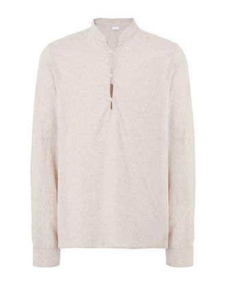 8 by YOOX LINEN-COTTON KOREAN COLLAR L/SLEEVE SHIRT