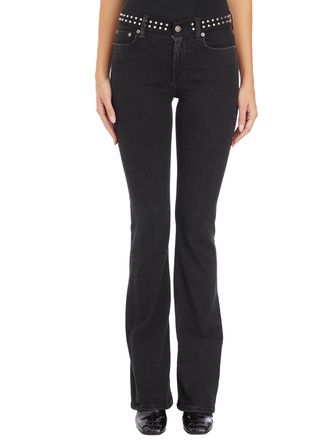 Dondup Womens Pantaloni Newlola Borchie - Dark Grey Cotton - Size 26 (Waist)