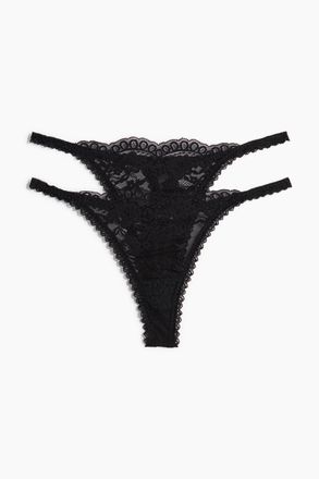 H&M 2-pack lace tanga thong briefs - Schwarz