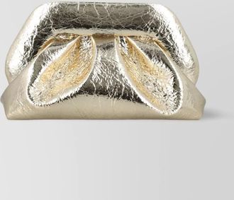 Themoirè metallic folded clutch detachable strap