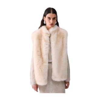Liu Jo Faux-Fur Vest with Belt - Dames - Jassen - Beige - Maat: M Poliester