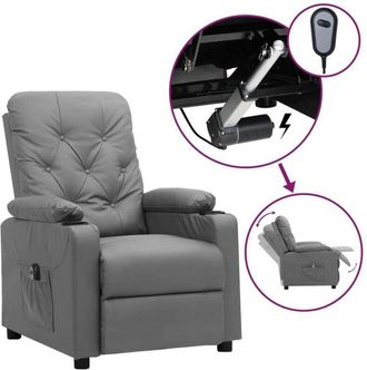 vidaXL Sill&oacute;n Reclinable El&eacute;ctrico De Cuero Sint&eacute;tico Gris Vidaxl