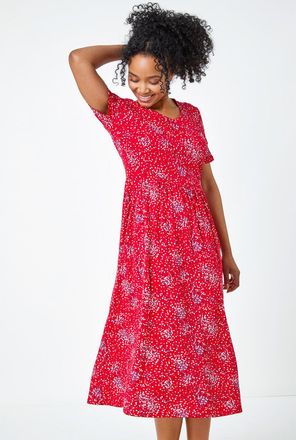 Roman Floral Print Midi Dress