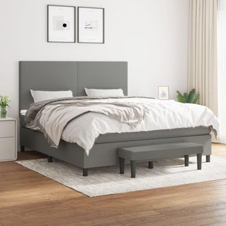 vidaXL Cama Box Spring Con Colch&oacute;n Tela Gris Oscuro 160x200 Cm Vidaxl