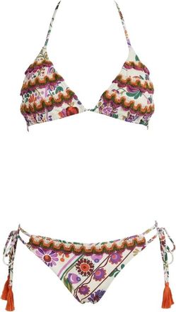 Miss Bikini Triangle Bikini met bloemen en gehaakt effect met Brasiliana - Dames - Bikinis - Veelkleurig - S - Badmode