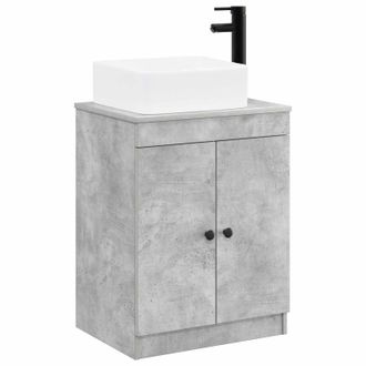 vidaXL Juego De Muebles De Ba&ntilde;o Gris Hormig&oacute;n Madera De Ingenier&iacute;a Vidaxl