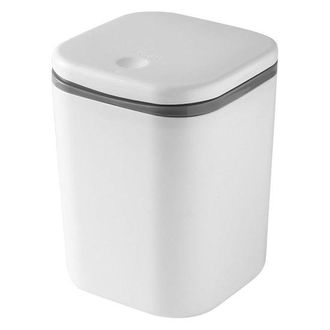 No Brand Mini Papelera Con Tapa De Bot&oacute;n - 1 Litro - Blanca