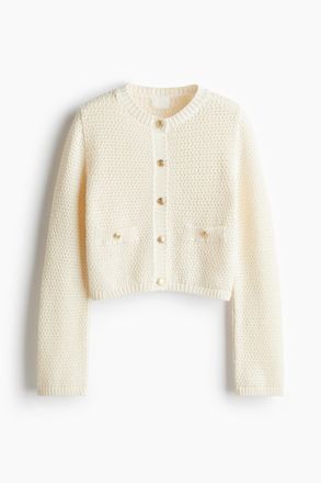 H&M Cardigan in Strukturstrick - Cremefarben
