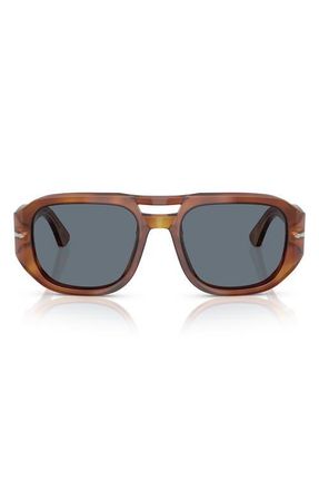 Persol Vincent 53mm Pilot Sunglasses in Terra Di Siena /Light Blue at Nordstrom