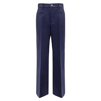 Gucci Broeken, Dames, Blauw, M, Katoen, Katoenen Broek met Borduursel