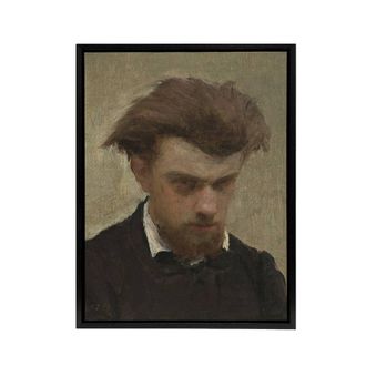 Artery8 Artist Self Portrait Painting Latour Black Framed Canvas Art Print in Brown | Size: W24 x H32