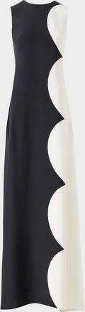 Akris Sleeveless Cloud-Print Silk Crepe Maxi Dress