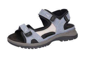 Waldl&auml;ufer Trekkingsandale WALDL&Auml;UFER H-Sora, Damen, Gr. 8,5 (42,5), blau (jeansblau, grau, schwarz), Nubukleder, Textil, Schuhe Trekkingsandale, Outdoorschuh, S