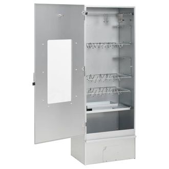 Berkfield Home Durable BBQ Oven Smoker with Table Galvanised Steel in Silver