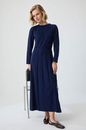 Trendyol Modest Dames Donkerblauw Effen Maxi Lang Casual A-lijn Modest Jurken