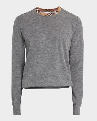Burberry Men & apos;s Crewneck Sweater with Signature Check Trim