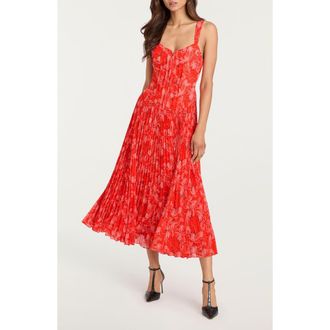 Cinq &agrave; Sept Botanical Floral Print Sleeveless Midi Dress in Bisou Multi at Nordstrom, Size 14