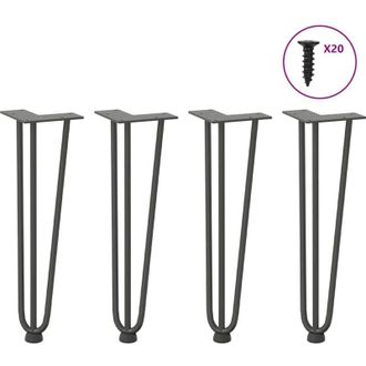 vidaXL Patas De Horquilla Para Mesa De Centro (4 Unidades, Antracita, 42 Cm, Acero Macizo) Vidaxl